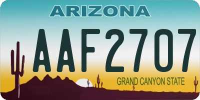 AZ license plate AAF2707