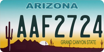 AZ license plate AAF2724