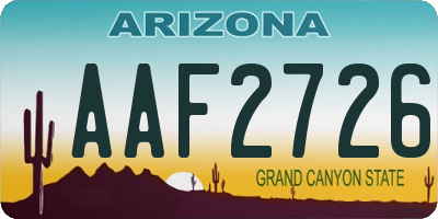 AZ license plate AAF2726