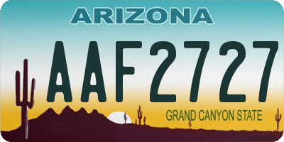 AZ license plate AAF2727