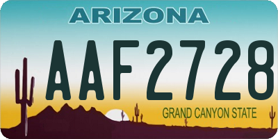 AZ license plate AAF2728