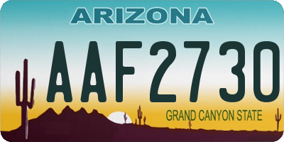 AZ license plate AAF2730