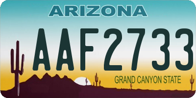 AZ license plate AAF2733