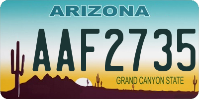 AZ license plate AAF2735