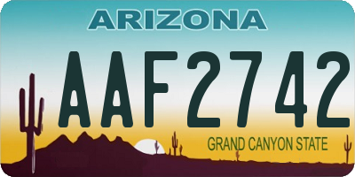 AZ license plate AAF2742