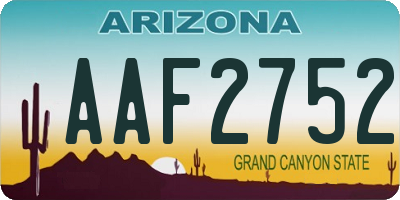 AZ license plate AAF2752