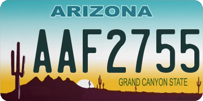 AZ license plate AAF2755