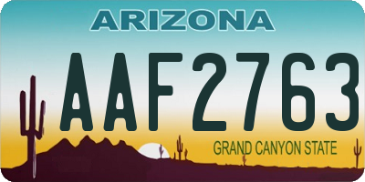 AZ license plate AAF2763