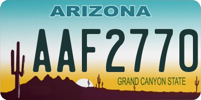 AZ license plate AAF2770