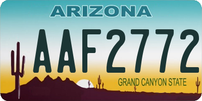 AZ license plate AAF2772