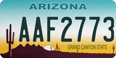 AZ license plate AAF2773