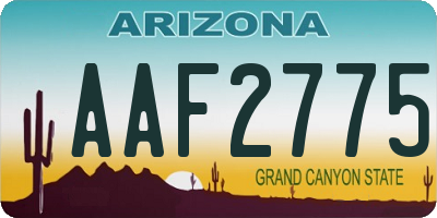 AZ license plate AAF2775