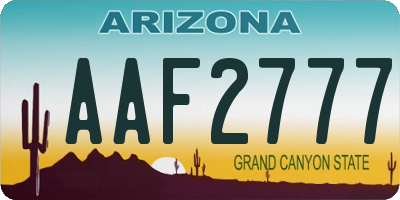 AZ license plate AAF2777