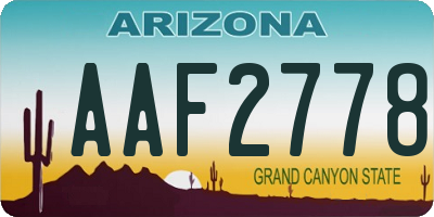 AZ license plate AAF2778