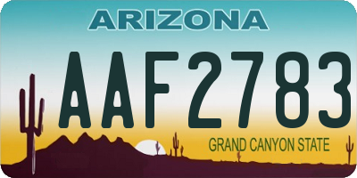 AZ license plate AAF2783