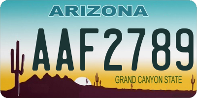 AZ license plate AAF2789