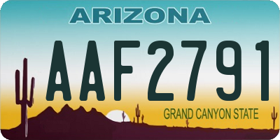 AZ license plate AAF2791