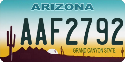 AZ license plate AAF2792