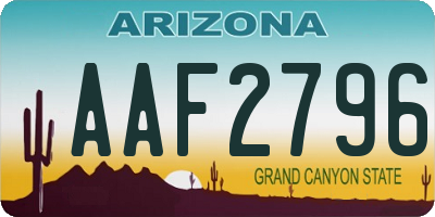 AZ license plate AAF2796