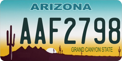 AZ license plate AAF2798