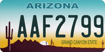 AZ license plate AAF2799