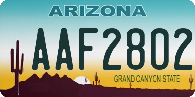 AZ license plate AAF2802