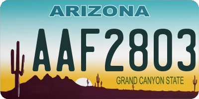 AZ license plate AAF2803