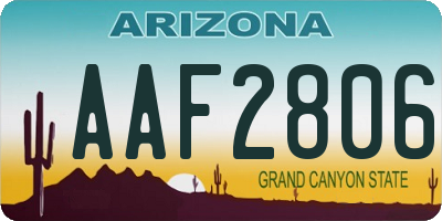AZ license plate AAF2806