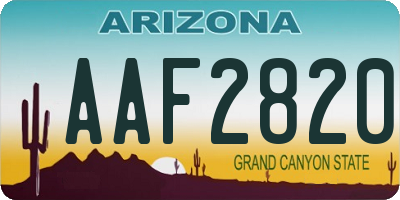 AZ license plate AAF2820