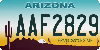 AZ license plate AAF2829