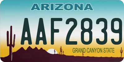 AZ license plate AAF2839