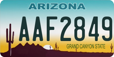 AZ license plate AAF2849