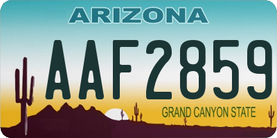 AZ license plate AAF2859