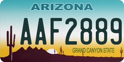 AZ license plate AAF2889