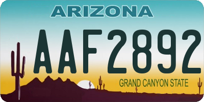 AZ license plate AAF2892