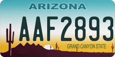 AZ license plate AAF2893