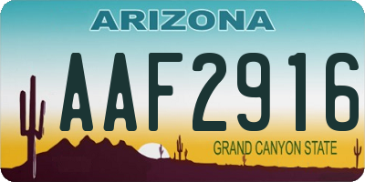 AZ license plate AAF2916