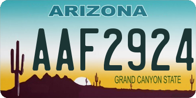 AZ license plate AAF2924