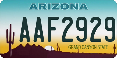 AZ license plate AAF2929