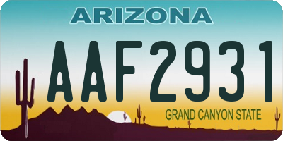 AZ license plate AAF2931