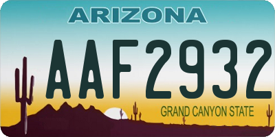 AZ license plate AAF2932