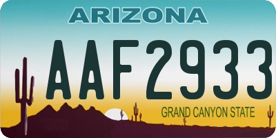 AZ license plate AAF2933