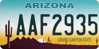 AZ license plate AAF2935