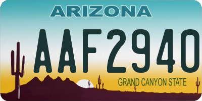 AZ license plate AAF2940