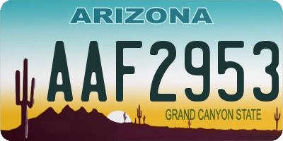 AZ license plate AAF2953