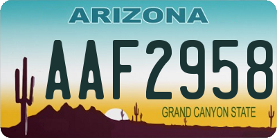 AZ license plate AAF2958