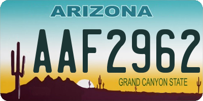 AZ license plate AAF2962