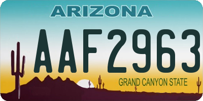 AZ license plate AAF2963