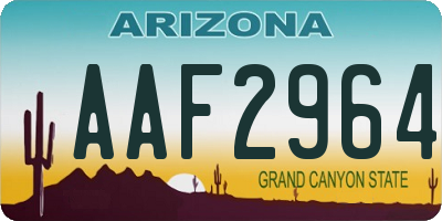 AZ license plate AAF2964