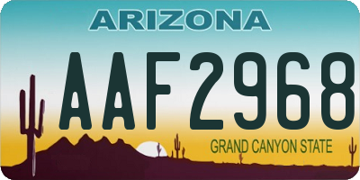 AZ license plate AAF2968